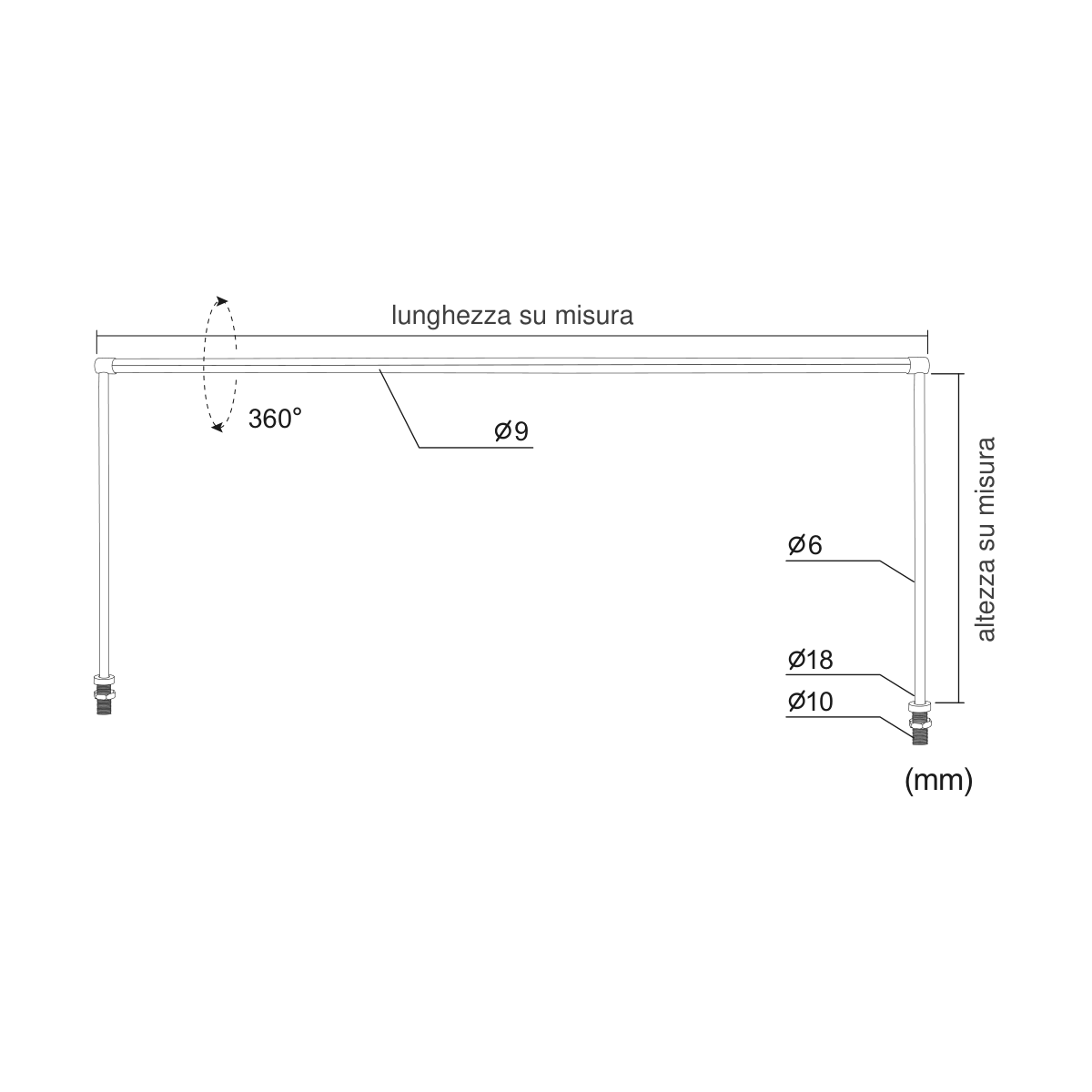 Arco 10 S — disegno quotato in millimetri
