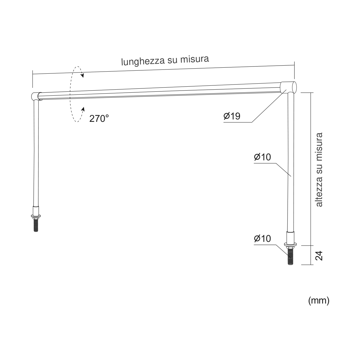 Arco 22 — disegno quotato in millimetri