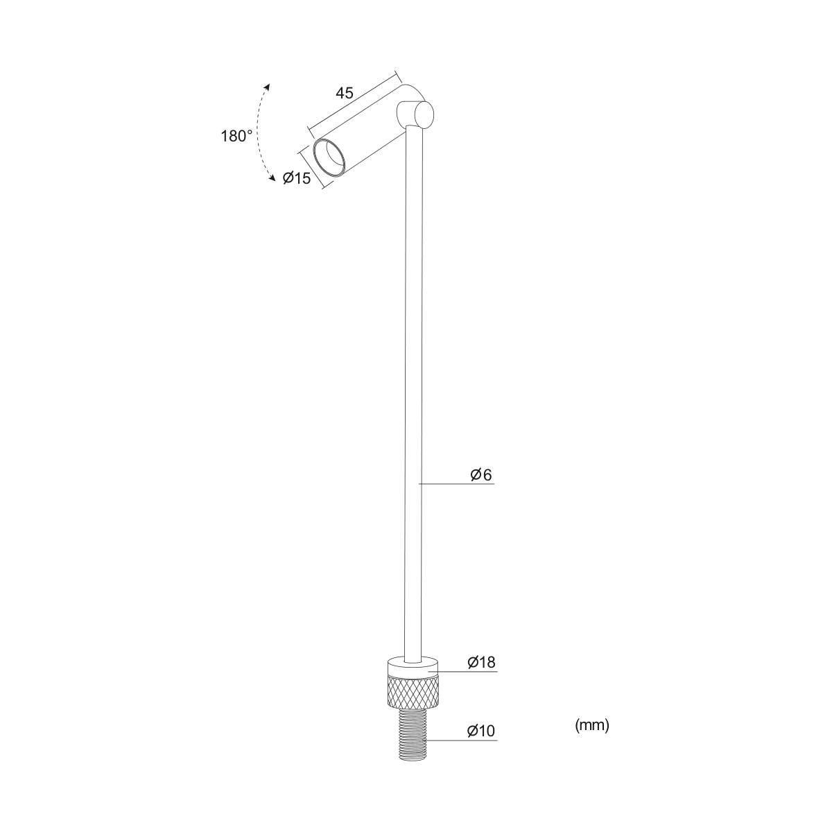 Asta Tilt 2W — disegno quotato in millimetri