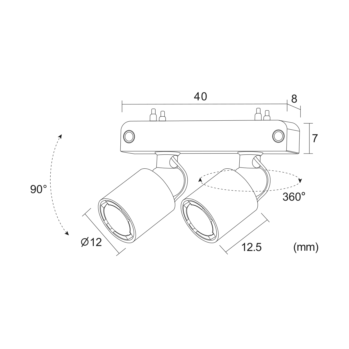 Filo Micro Snodo 2W — disegno quotato in millimetri