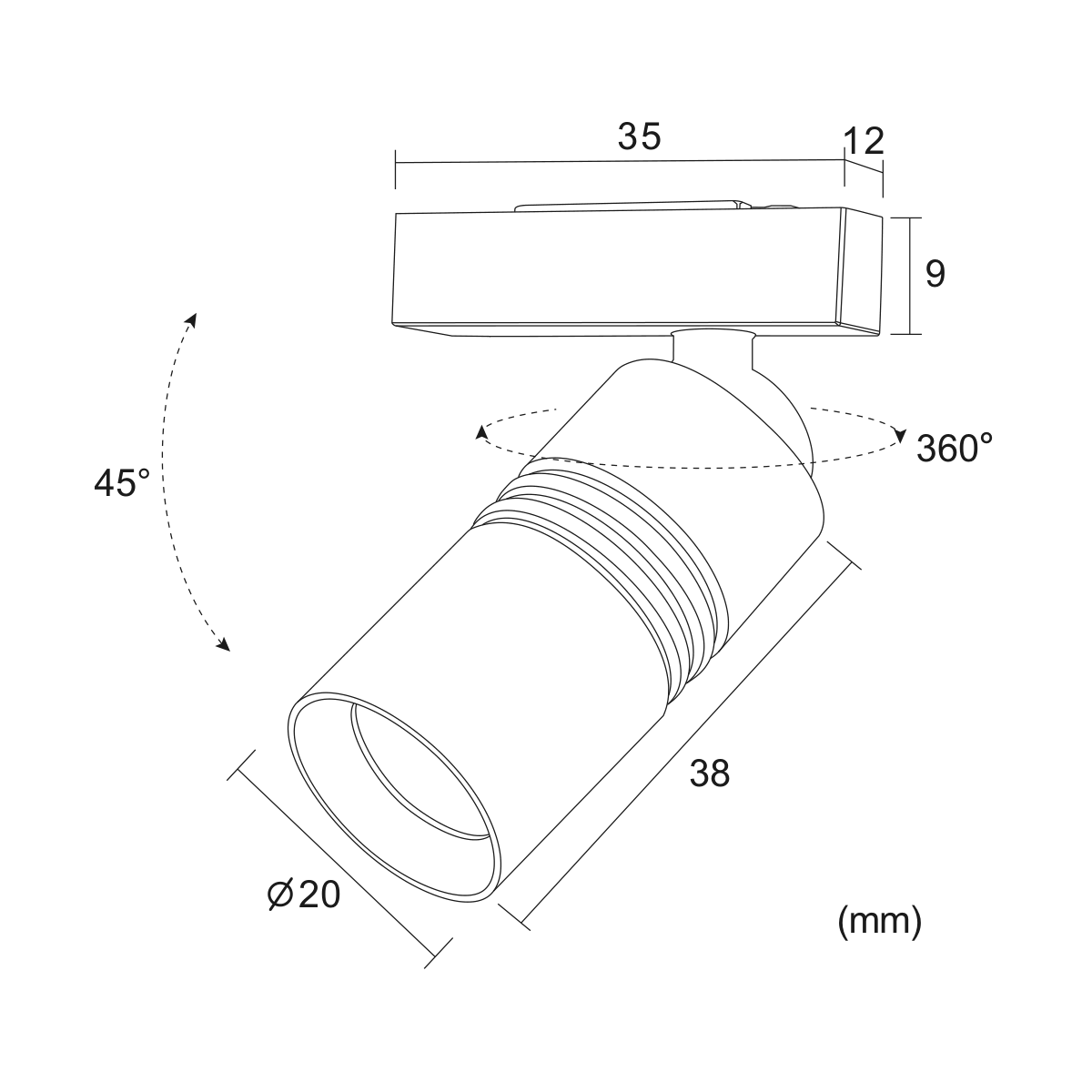 Filo Magnete Slim 2W — disegno quotato in millimetri