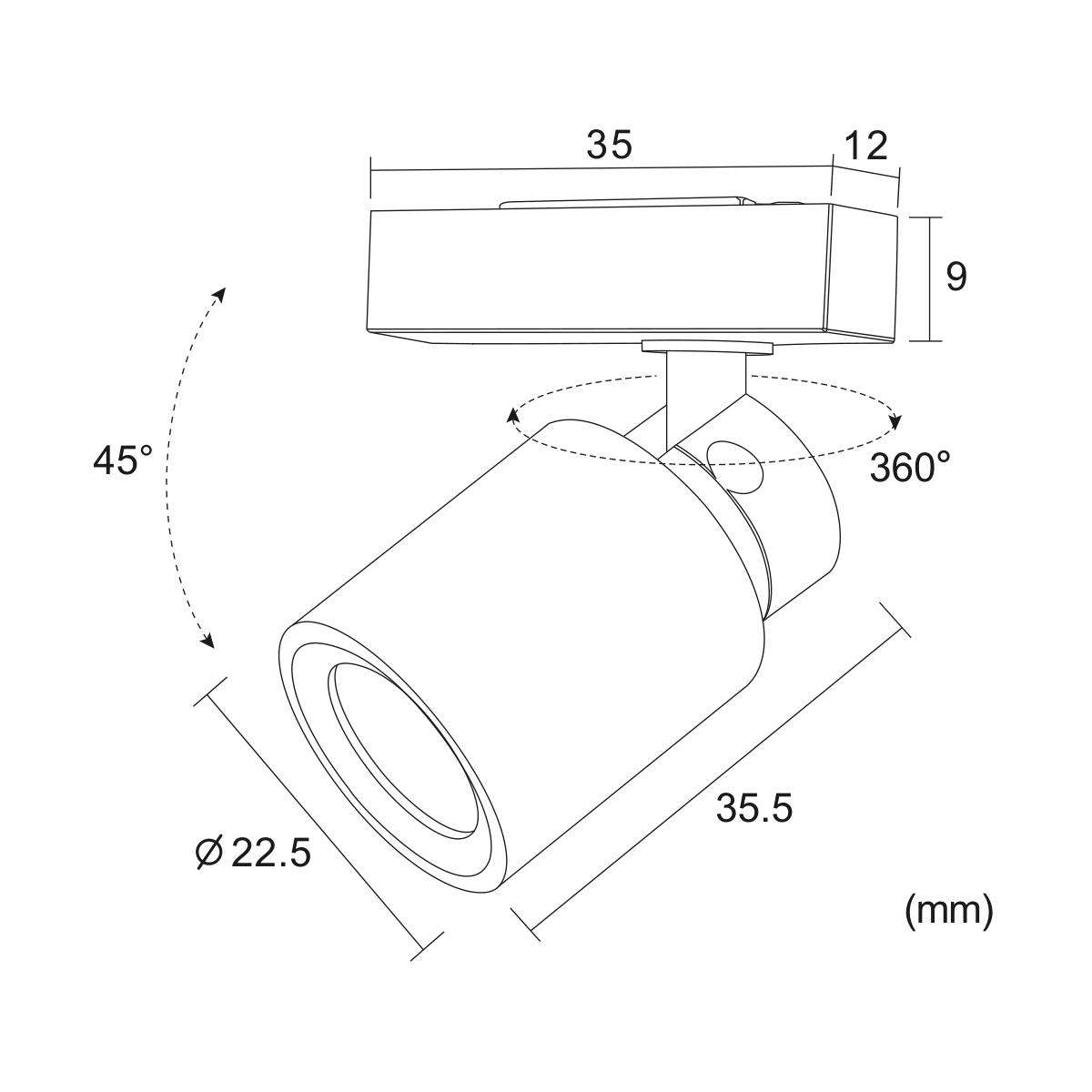 Filo Magnete Zoom 2W — disegno quotato in millimetri