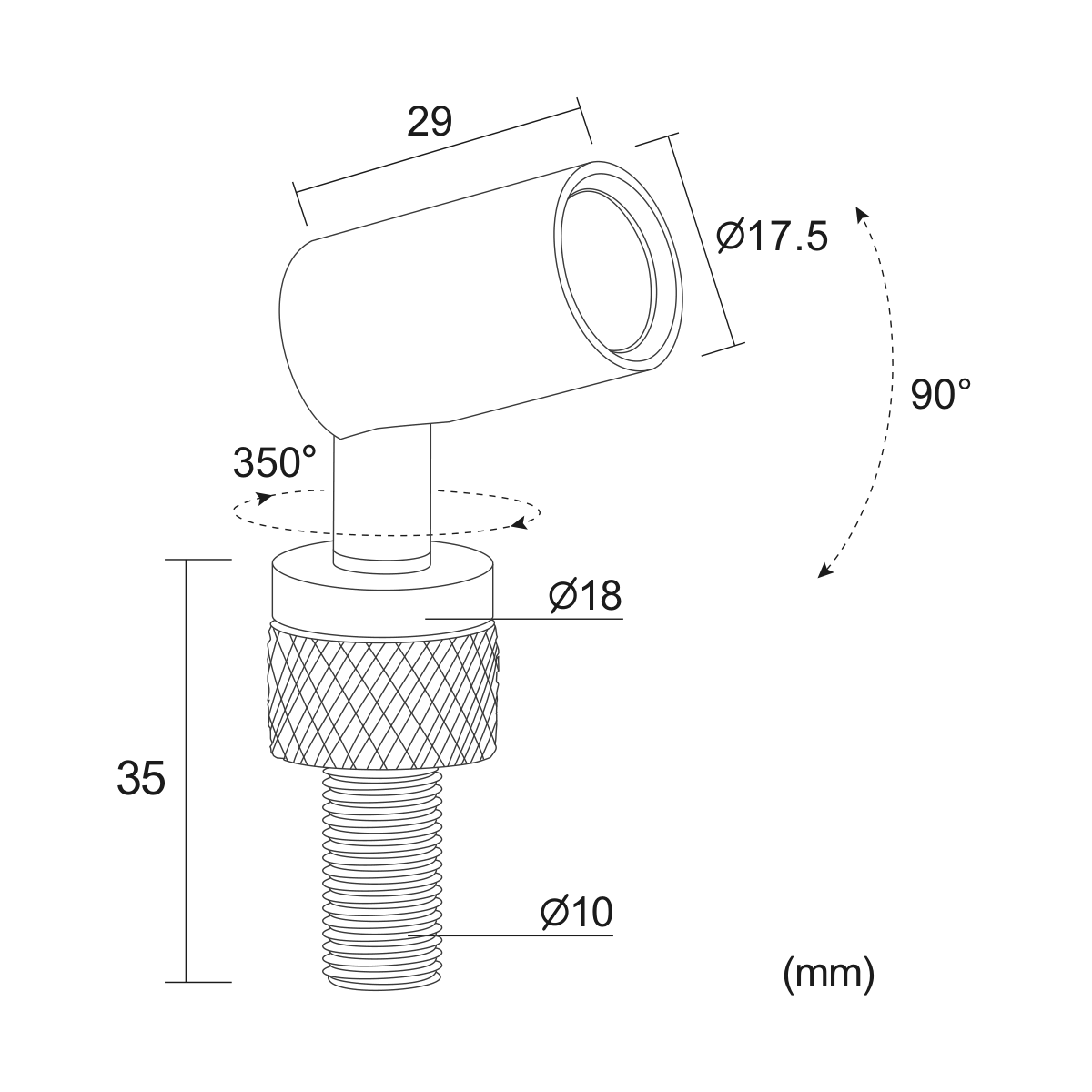 Punto Orbit 1W — disegno quotato in millimetri
